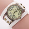 Casual Multilayer Bracelet Leather Wrist Watches Mens Watches Big Number Dial Watches for Women - White