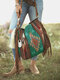 Женская ретро кисточка из войлока с геометрическим принтом в этническом стиле сумка через плечо Сумка Tote - Зеленый