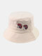 Women & Men Mushroom Embroidery Pattern Soft Casual All-match Couple Hat Bucket Hat - Beige