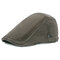 Men Women Washed Cotton Embroidery Iron Label Beret Hat Casual Forward Hat - Army Green