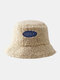 Men & Women Lamb Wool Warm Soft Winter Outdoor Sunshade Bucket Hat - Beige
