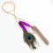 Bohemian Hair Accessories Peacock Feather Tassel Hairwear - Purple