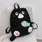 Shoulder Canvas Bag Cartoon Pattern Student Shoulders Wild Campus Harajuku Style Small Fresh Cute Cloth Bag - Black large