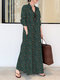 فستان كاجوال بطبعة زهور مع جيب للنساء - أخضر