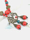 Vintage Ethnic Auspicious Cloud Drop Hand-woven Long Sweater Chain Ceramic Beads Alloy Necklace - #01