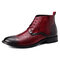 Men Retro Cow Leather Non Slip Crocodile Pattern Casual Ankle Boots - Red