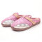 Women Comfy Closed Round Toe Floral Embroidery Mesh Flat Slippers - Pink