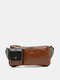 Men Vintage Faux Leather Multi-Carry Color Matching Crossbody Bag Sling Bag - Yellow