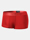 Mens Solid Seamless Breathable Logo Waistband U Convex Boxer Briefs - Red