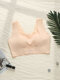 Lace Beauty Back Seamless Wireless Wide Straps Cozy Front Closure Posture Bra - Nude