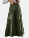 Solid Color High Waist Wide Leg Pants Bohemia Pant - Green