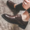 Men Brogue Microfiber Leather Non Slip Business Casual Dress Shoes - Brown