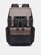Menico Men's Washed Canvas Everyday Casual Flap Backpack Laptop Bag - Black