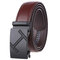 Business Simple Automatic Buckle Belt Men's Belt Two-layer Leather Leather Belt  - Matte black buckle with coffee belt