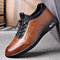 Men Cow Leather Hard Wearing Non Slip Business Casual Shoes - Brown