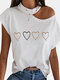 Printed Short Sleeve Halter T-shirt For Women - #01