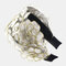 Fashion Embroidered Wide Hair Band Wash Face Hair Band Travel Home Leisure Hair Band - White