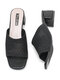 Women Square Toe Braided Shape Chunky Heels Slides Slippers - Black