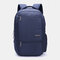 Men USB Charging Solid Casual Large Capacity Multi-Pocket Backpack - Blue