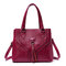 Women PU Leather Tassel Handbag Leisure Solid Crossbody Bag - Red