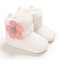 Baby Toddler Shoes Cute Knitted Appliques Decor Comfy Plush Warm Soft Snow Boots - White