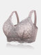 Women Lace Jacquard Full Cup Wireless Lightly Padded Breathable Back Closure Bra - Pink