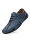 Menico Men Hand Stitching Microfiber Leather Non Slip Soft Casual Driving Shoes - Blue