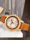 2 Colors Wooden PU Couple Vintage Carved Dial Bamboo Wood Watch Decorative Pointer Quartz Watch - #04
