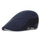 Mens Vintage Comfortable Soft Sunshade Cotton Adjustable Beret Cap Outdoor Travel Hat - Navy Blue
