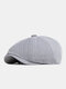 Men Cotton Elastic Breathable Casual Octagonal Hats Painter Hats Beret Flat Caps - Gray
