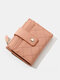 Bolsa elegante feminina couro artificial com zíper Design dupla dobra curta grande capacidade - Rosa