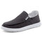 Men Pure Color Canvas Breathable Slip On Casual Flats - Grey