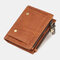 Men Genuine Leather RFID Removable Photo Case Coin Purse 13 Card Case Wallet - Khaki
