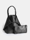Women Vintage Oil Wax Leather Large Capacity 2 PCS Tote Bag - Black