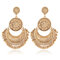 Vintage Ethnic Tassel Pendant Flower Moon Drop Dangle Earrings for Women Jewelry for Her - Gold