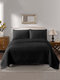 3PCS Embosses Pattern Solid Color Bedding Sets Bedspread Quilt Cover Pillowcase - Black