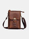 Men Genuine Leather Vintage Multi-functional Crossbody Bag Durable Belt Loop Waist Daily Belt Bag - Red