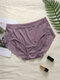 Plus Size Women Lace Mesh Comfy Soft High Waisted Panties - Purple