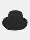 Unisex Washed Cotton Solid Color Raw-edged Damaged Fashion Sunshade Bucket Hat - Black
