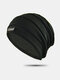 Women Stripe Pattern Solid Color Keep Warm Empty Top Multi-purpose Turban Headband Beanie Knitted Cap - Black
