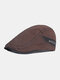 Men Cotton Patchwork Letters Pattern Embroidery Metal Logo Sunshade Berets - Coffee