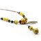 Ethnic Jewelry Ceramic Beads Necklaces Vintage Leaf Drop Charm Necklace for Women - Yellow