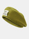 Women Acrylic Knitted Solid Color Letter Embroidery Patch All-match Warmth Beret - Green
