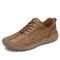 Men Retro Hand Stitching Non Slip Outdoor Casual Shoes - Brown