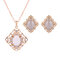 Luxury Jewelry Set Rhinestone Opal Necklace Earrings Set - White