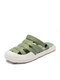 Women Summer Closed Toe Breathable Cut Out Water Shoes Comfortable Slip On Beach Sandals - Green
