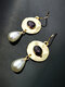 Vintage Water Drop Shape Women Earrings Inlaid Crystal Pearl Pendant Earrings - Gold