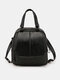 JOSEKO Women's PU Leather Korean Backpack Fashion Versatile Casual Travel Backpack - Black