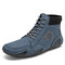 Soft حذاء رجالي برباط من الجلد المصنوع من الألياف الدقيقة ومقاوم للانزلاق - أزرق