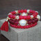 Bohemian Cotton Thread Tassel Pendant Bracelet Handmade Beaded Multi-layer Bracelet - Red